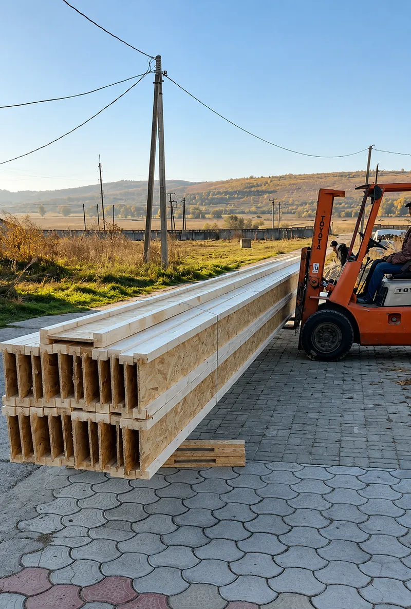 Grinzi I-joist lungi, încărcate pentru livrare în toată Moldova — LEMNER.MD